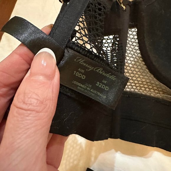 HONEY BIRDETTE Bowie black mesh longline strappy bra - 32DD - Picture 7 of 8